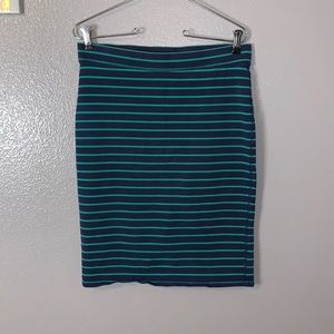 Old Navy blue green stripes stretchy office pencil skirt
